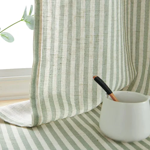 Vista 46 de jinchan Linen Blackout Curtains Back Tab 96 Inch 2 Panels Striped Blue Blue Stripe Lined