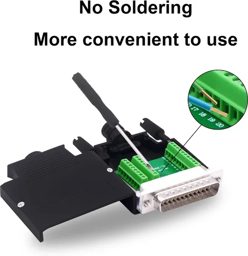 Vista 4 de DB25 Macho Solderless Conector Breakout Board