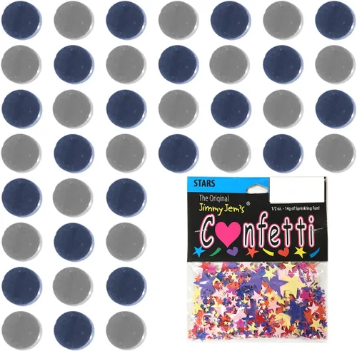 Vista 123 de Confetti Circle 1/4" Negro, Azul Marino Combo - 2 bolsas de media onza (1 oz) (8550/9971)