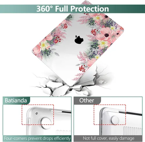 Vista 4 de Batianda - Carcasa rígida protectora de plástico transparente y mate para MacBook Pro (2019, 2018, 2017, 2016) de 13 pulgadas, modelo A2159, A1989
