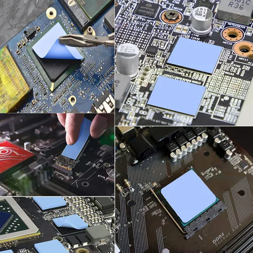 Vista 5 de UCEC 30 almohadillas térmicas de silicona GPU, almohadilla térmica reutilizable de CPU 0.5/1.5/1/0.039 in SSD Thermal Pad, Conductive Heatsink