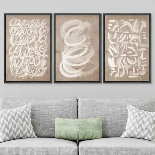 Vista 189 de SIGNWIN Lienzo enmarcado para pared, juego de arte pastel con cadena montañosa, bosque, niebla, naturaleza silvestre, ilustraciones modernas, arte