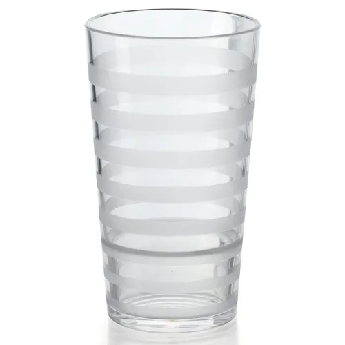 Vista 3 de G.E.T. SW-1512-CL - Vaso de plástico opaco a rayas, sin BPA, 12 onzas, transparente (juego de 12)