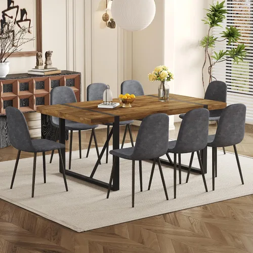 Vista 28 de Mesa de Comedor para 4-6, Mesa de Cocina de 55'', Mesas de Cocina y Comedor, Mesa de Comedor de Madera MDF con Patas de Metal para Sala de Estar