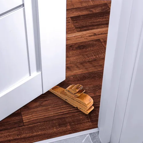 Vista 5 de Tope de puerta de madera tallado a mano para puerta decorativo para el hogar y regalos (forma de conejo)