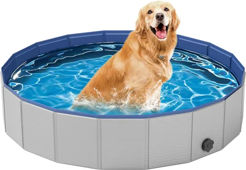 Vista 9 de Piscina para perros grandes, piscina plegable de plástico para perros antideslizantes (XL - 63 x 12 pulgadas)