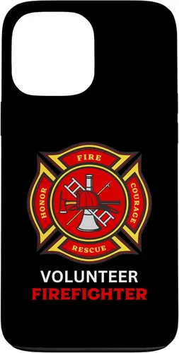Vista 24 de Funda para iPhone 16 con logotipo de bomberos voluntarios con símbolo de bombero