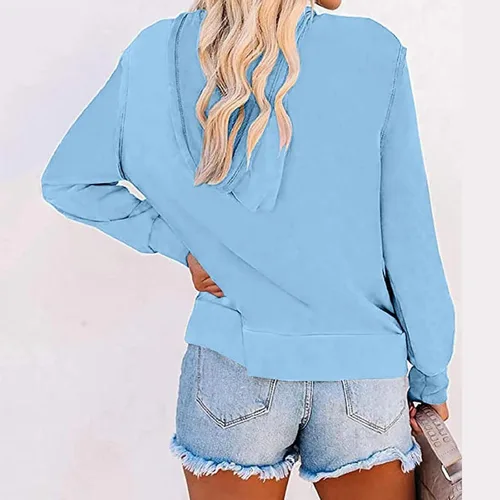 Vista 3 de Chaqueta con capucha para mujer, con cremallera completa, casual, para otoño, color liso, ligera, con cordón, manga larga, ajuste holgado