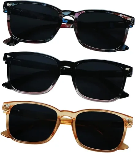 Vista 4 de YEIN 3 Pack Sunglasses for Men and Women, UV Protection Outdoor Glasses Vintage Square Full Frame