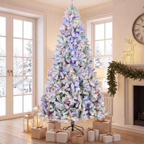 Vista 22 de Árbol de Navidad flocado de nieve preiluminado de 4.5 pies con Flocado-multi
