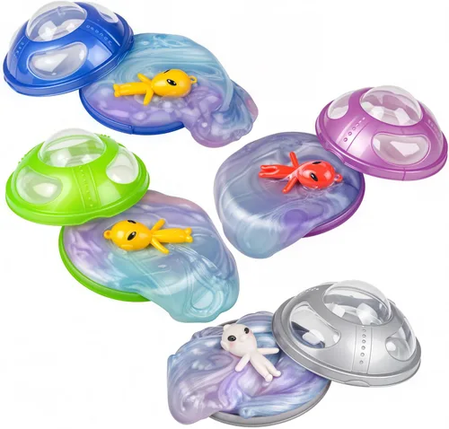 Vista 6 de Mozlly UFO Alien Spaceship Rainbow Slime Monster Masilla Ciencia Ficción Extraterrestre Suave y Gooey Squishy Juguete Sensorial Alivio del Estrés