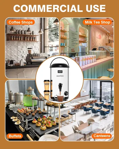 Vista 8 de WantJoin Dispensador de bebidas de calefacción eléctrica, urna de agua caliente y fría para 75 tazas, dispensador de bebidas calientes de acero