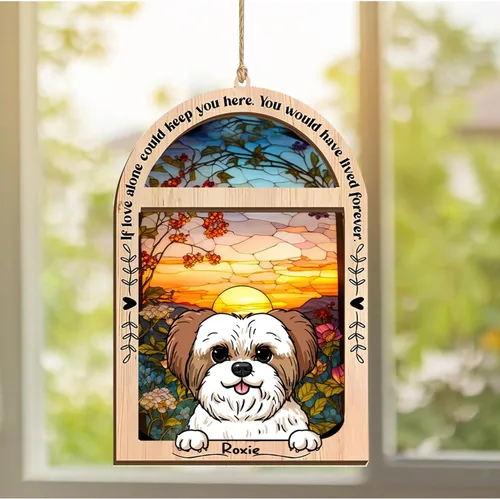Vista 351 de LOVELYPOD Adorno de Navidad personalizado de sabueso afgano, atrapasoles con nombre, regalos de pérdida de mascotas, regalos para amantes