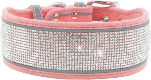 Vista 12 de Serijoars Collar de perro con diamantes de imitación, deslumbrante, suave, cómodo, reflectante, collar para perro grande, collar de diamantes