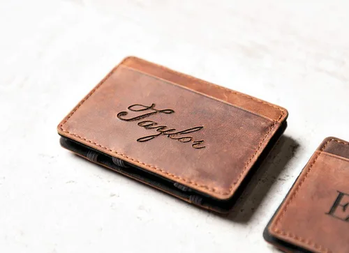 Vista 5 de Personalized Distressed Leather Flip Wallet by Left Coast Original