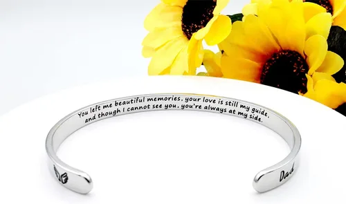 Vista 41 de Pulseras inspiradoras para mujer, joyería de acero inoxidable, con refranes, pulsera motivacional con mensaje oculto, pulseras grabadas para mejor