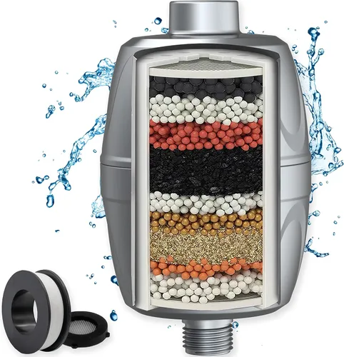 Vista 8 de Aqua Elegante Filtro de ducha de 16 etapas, filtros de agua universales para eliminar el cloro y los minerales duros, purificador de baño y el mejor