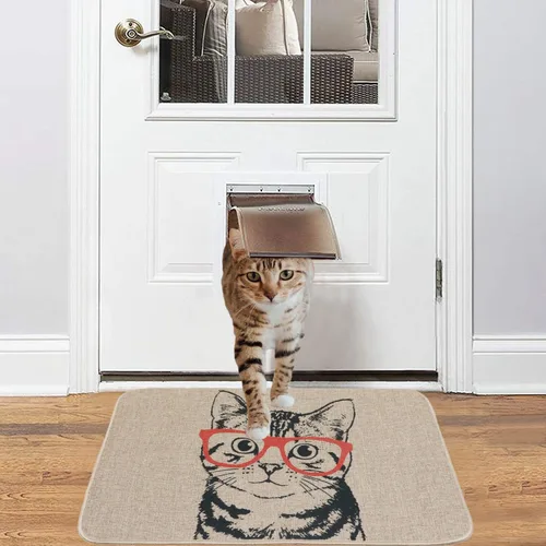 Vista 6 de Tapetes de bienvenida para puerta delantera, felpudos de gato, divertidos felpudos de animales, tapete de entrada de goma antideslizante