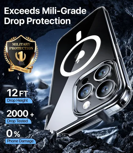 Vista 4 de Funda magnética para iPhone 12 Pro Max, [nunca amarilla] [compatible con MagSafe] Protección militar contra caídas de 10 pies, a prueba de golpes