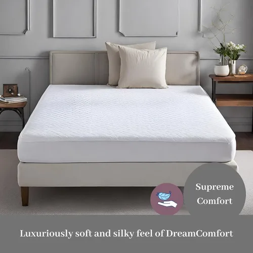 Vista 3 de Dreamfit DreamComfort - Lujoso protector de colchón impermeable con absorción de humedad StaDry, microfibra cepillada fina y diseño transpirable