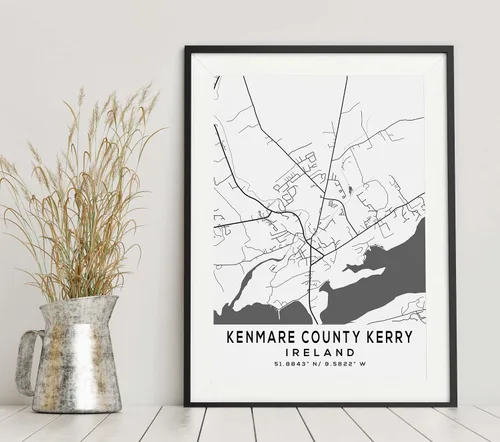 Vista 6 de Mapa de Kenmare County Kerry, Irlanda, Light 2 (12x16)