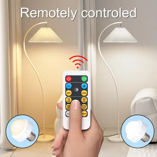 Vista 7 de Bombilla LED E27/E26 regulable, bombillas recargables con control remoto para dormitorio, oficina, sala de estar (1 unidad)