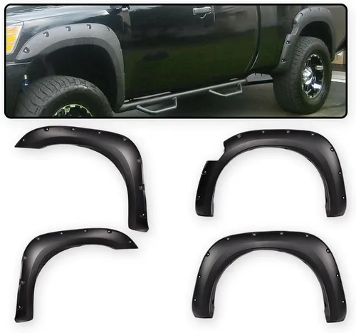 Vista 9 de G-PLUS Guardafangos 4 piezas, compatible con Nissan Titan 2004-2015 sin caja de bloqueo lateral, remaches de bolsillo, protector de cubierta