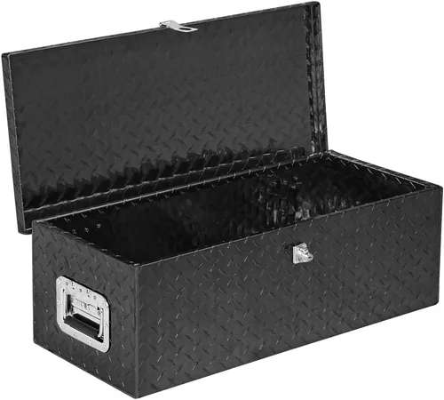 Vista 3 de TUFFIOM - Caja de herramientas de aluminio de 30 pulgadas para cama de camión, caja de herramientas resistente con placa de diamante para remolque