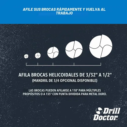 Vista 4 de Drill Doctor 500X afilador de brocas, de 3/32 pulgadas a 1/2 pulgadas