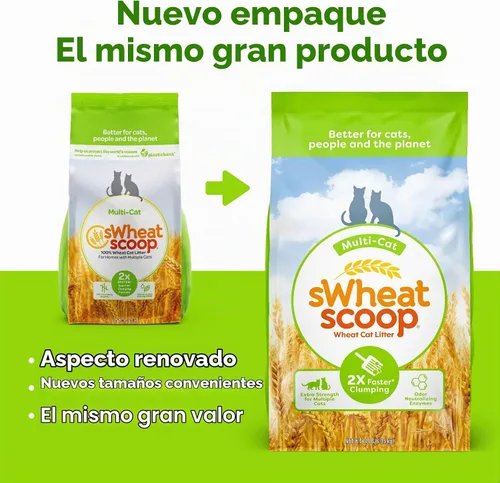 Vista 3 de Arena absorbente para gatos sWheat Scoop Multi-cat, todo natural