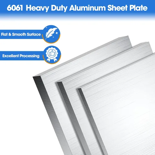 Vista 3 de Placa de hoja de aluminio de 1 pulgada de grosor, placas de aluminio resistentes de 6 x 6 pulgadas con película protectora, placa de panel plano
