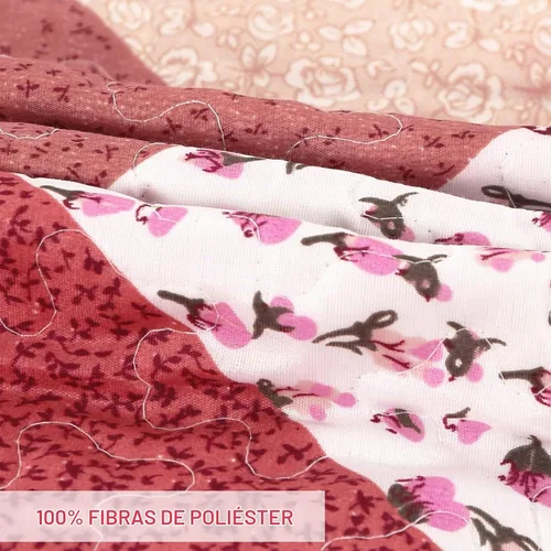 Vista 2 de Qucover Juego de Edredón Twin, 3 Piezas Multicolor con Estampado Floral de Patchwork Colcha Tamaño Twin, Juego de Ropa de Cama Twin de Microfibra