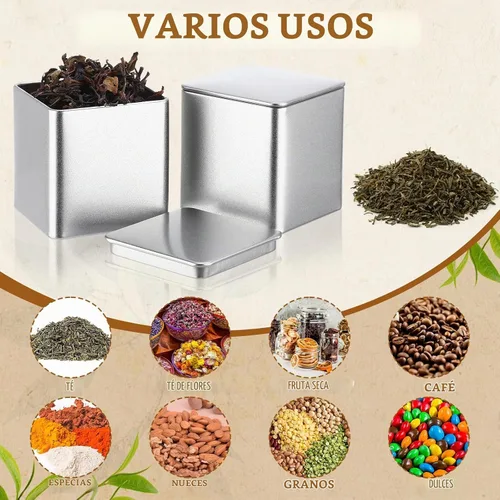Vista 6 de Suclain - 50 latas de té de metal con tapa hermética para té suelto, color plateado, 8 onzas líquidas Plata