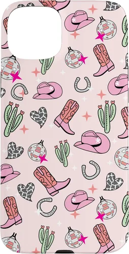 Vista 9 de Cowboy Hat & Boot & Disco Ball Pattern Pink Cowgirl Case for iPhone 17