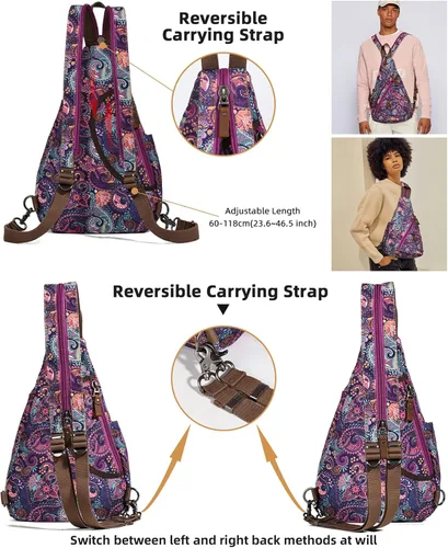 Vista 3 de KL928 Mochila de Lona Tipo Bandolera - Mochila Cruzada Pequeña para Hombro, Mochila Informal Diurna, Mochila para Hombre y Mujer (Versión Grande)