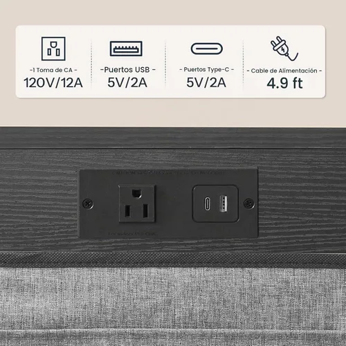 Vista 4 de HOOBRO Mesa auxiliar en forma de C con estación de carga, mesa de sofá de 28 pulgadas de alto para sofá y sillón reclinable para espacios pequeños