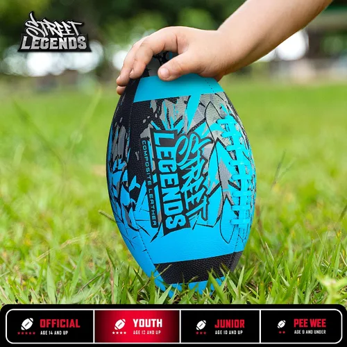 Vista 2 de Street Legends Fútbol Americano Juvenil, Balón de Fútbol Americano de Cuero Compuesto con Estampado de Grafiti Talla 8 - Incluye Bomba, Hecho