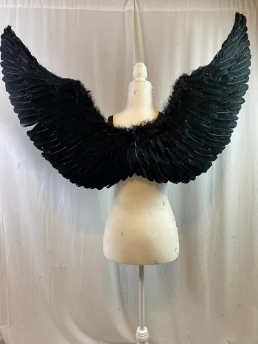 Vista 4 de Plumas de pavo y ganso, disfraz de alas de ángel, fiesta, fotografía, divertido vestido de ala de ángel