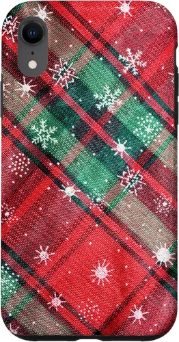 Vista 25 de Green Red Christmas Plaid Winter Snowflakes Case for iPhone 16
