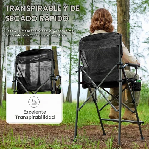 Vista 5 de EVER ADVANCED Textilene - Silla plegable de malla alta de 31 pulgadas, silla de directores portátil, silla de campamento de altura de barra