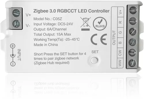 Vista 11 de ZigBee - Controlador LED 3.0 C02Z CCT Dual Blanco LED Tira de luz regulable compatible con Echo Plus Home-kit Zigbee Hub Bridge requiere DC5-24V