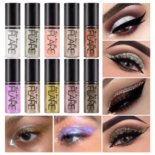 Vista 22 de Sombra de ojos líquida de una sola sombra, maquillaje líquido de ojos mate y brillante, larga duración, impermeable, a prueba de manchas, alto 01#