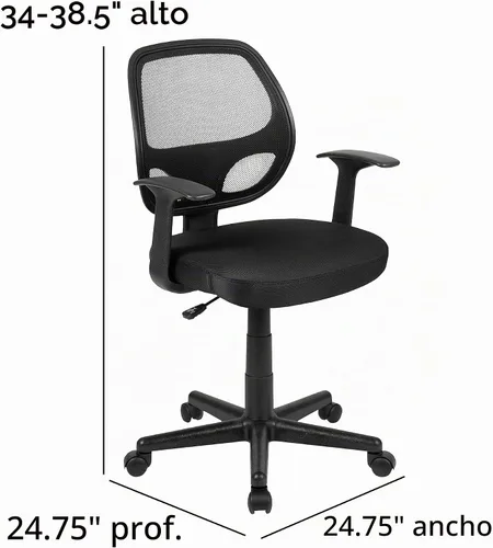 Vista 3 de Flash Furniture Silla de oficina ejecutiva de malla con respaldo medio, con Negro