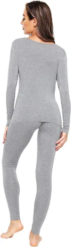 Vista 2 de WiWi Conjunto de pijama de viscosa suave de bambú para mujer, ropa interior térmica larga, súper cálida, capa base, pantalones de pijama S-3X