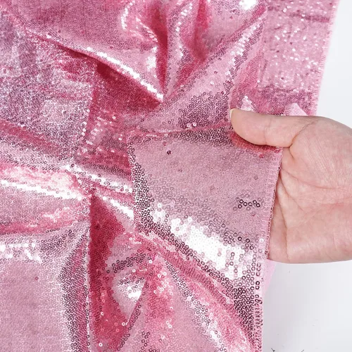 Vista 5 de Poise3EHome Mantel de lentejuelas rosa fucsia, mantel redondo brillante de 120 pulgadas, mantel de lentejuelas y tela de satén para fiestas, bodas