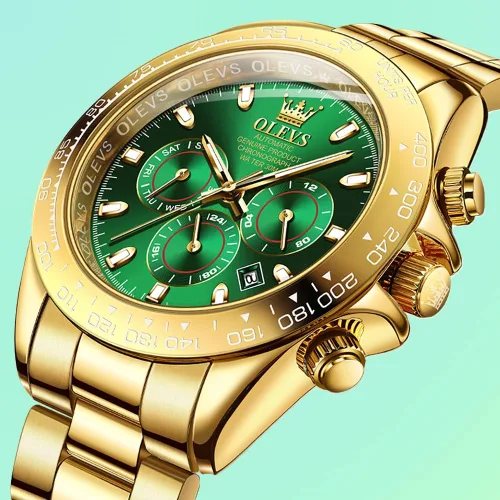 Vista 2 de OLEVS Reloj de vestir de lujo para hombre, automático, automático, impermeable, luminoso, multifuncional, de acero inoxidable, casual, de negocios
