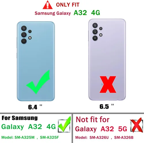 Vista 2 de Funda para Samsung Galaxy A32 4G [no compatible con A32 5G] con protector de pantalla de vidrio templado, para Galaxy A32 4G Heavy Duty Armor