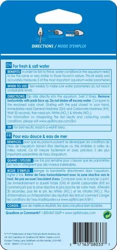 Vista 2 de API Tiras de prueba 5 en 1 para acuarios de agua dulce y salada, caja de 4