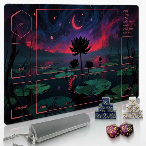 Vista 22 de Tapete MTG TCG -Incluye tubo de almacenamiento y 7 dados-¡Experimenta calidad de primer nivel y alfombrilla impermeable y antideslizante con bloqueo