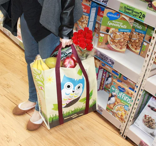 Vista 2 de Bolso de compras reutilizable tejido laminado XL, bolsa de plástico reciclada